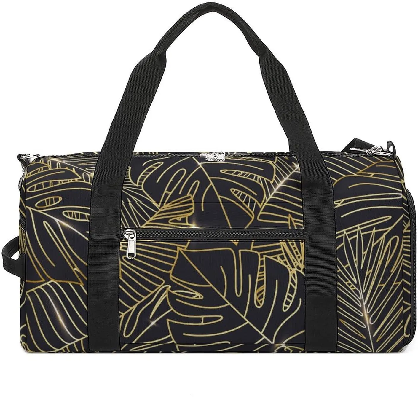 Gradient Golden Print Duffel with Shoe Compartment Lightweight Gym Bag for Women Men
