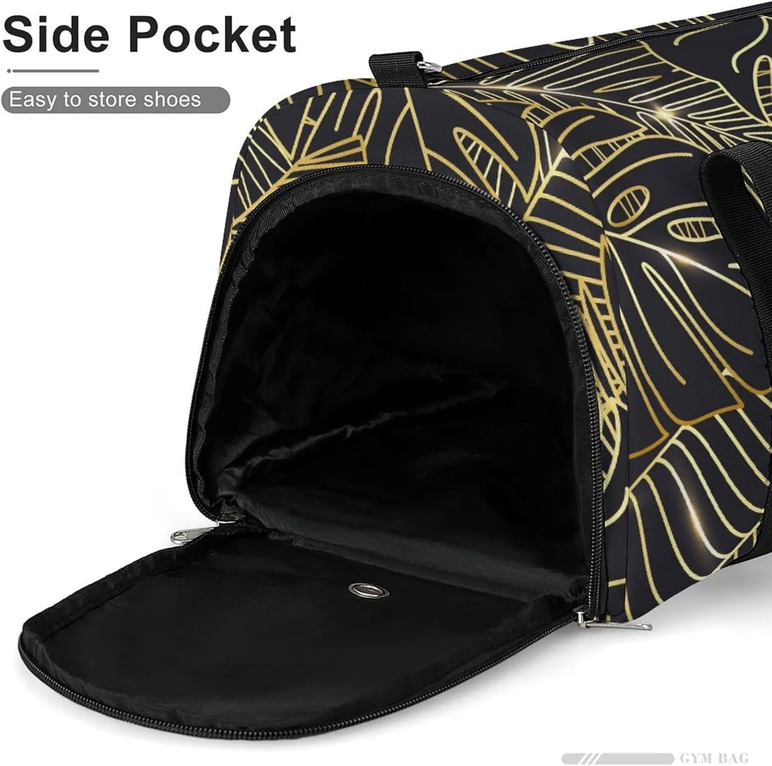 Gradient Golden Print Duffel with Shoe Compartment Lightweight Gym Bag for Women Men