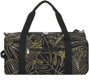 Gradient Golden Print Duffel with Shoe Compartment Lightweight Gym Bag for Women Men