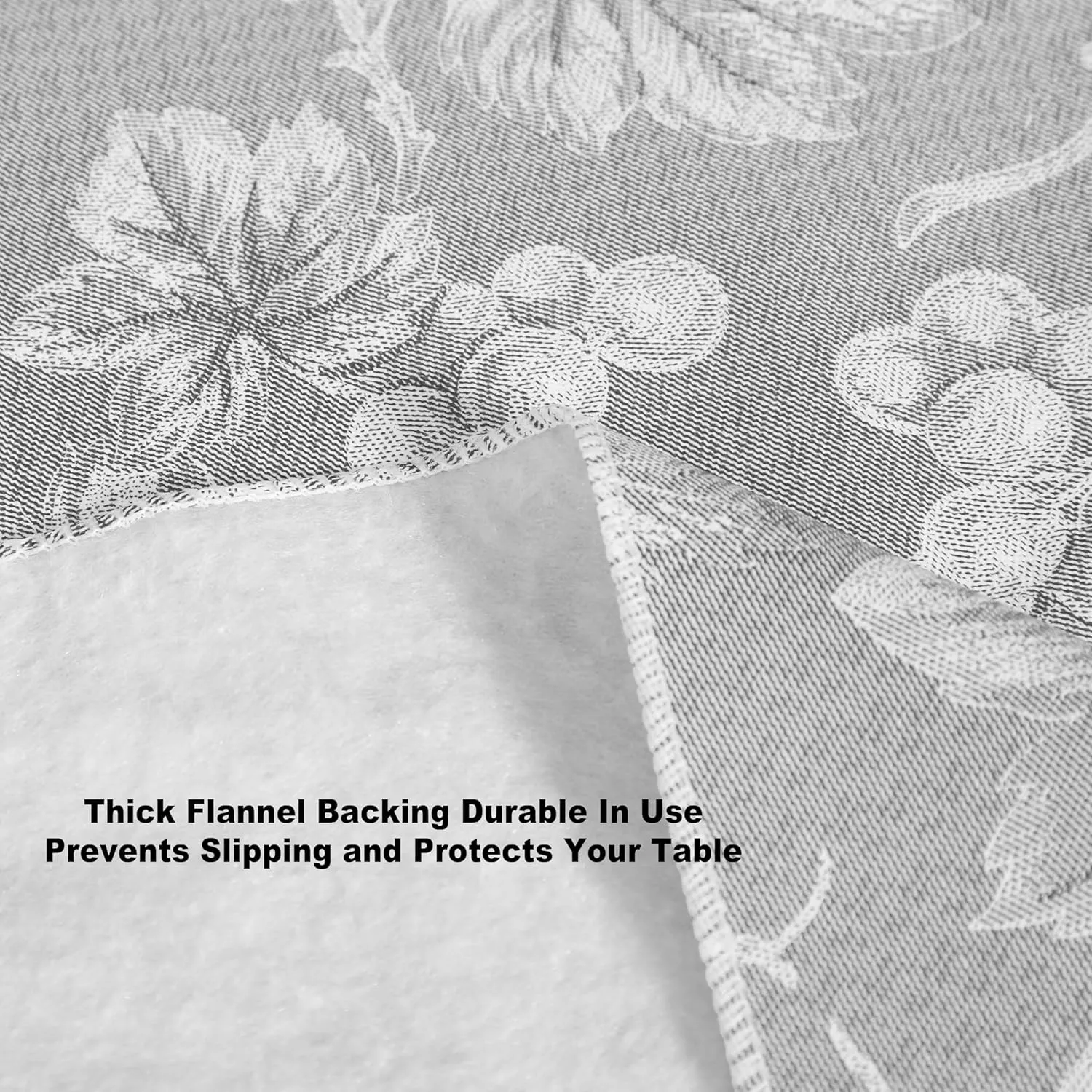 Grapevines Grey Contemporary Grape Print Heavy 4 Gauge Vinyl Flannel Backed Tablecloth, Indoor/Outdoor Wipe Clean Tablecloth with Flannel Backing, 60 Inch x 84 Inch Oval, Grey