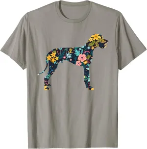 Great Dane Floral Dog Silhouette Womens Graphic T-Shirt