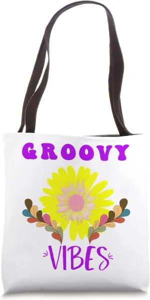 Groovy Flowers,Flower Boho Style,Vibes Conversational Tote Bag