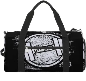 Grunge Dumbbell Black Print Duffel with Shoe Compartment Lightweight Gym Bag for Women Men