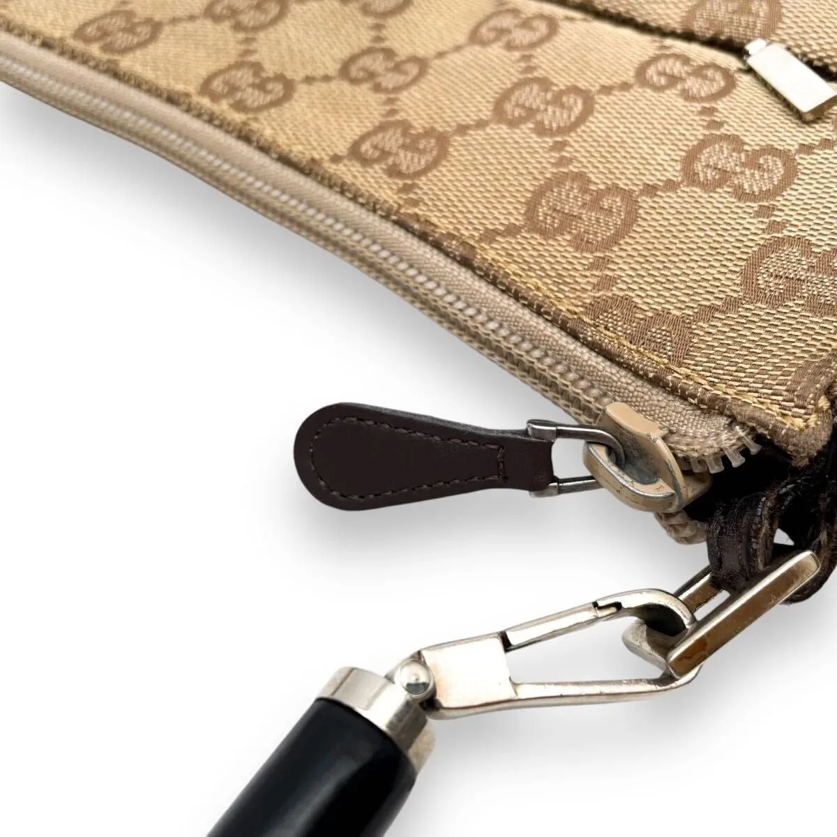 Gucci GG Sherry Bamboo Pochette Baguette Shoulder Bag Purse Tote