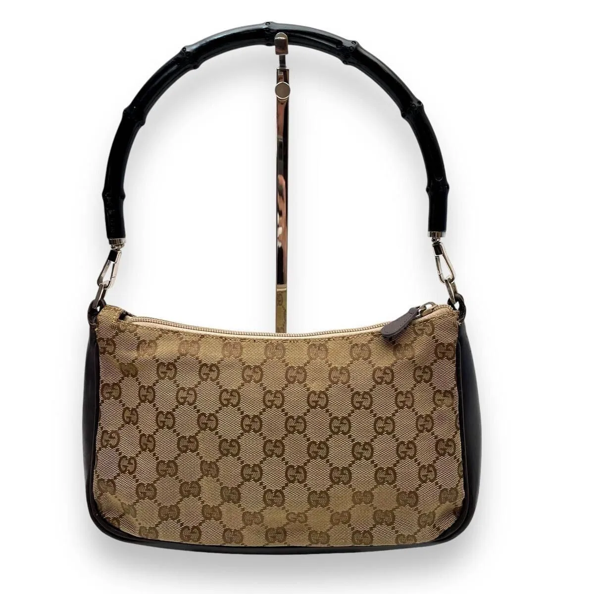 Gucci GG Sherry Bamboo Pochette Baguette Shoulder Bag Purse Tote