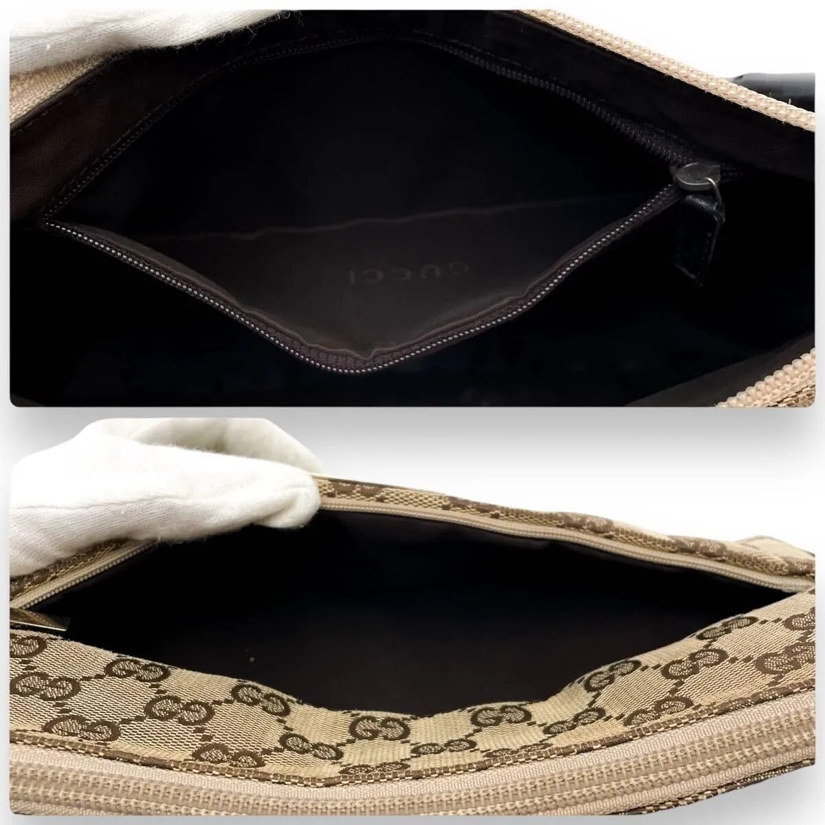 Gucci GG Sherry Bamboo Pochette Baguette Shoulder Bag Purse Tote