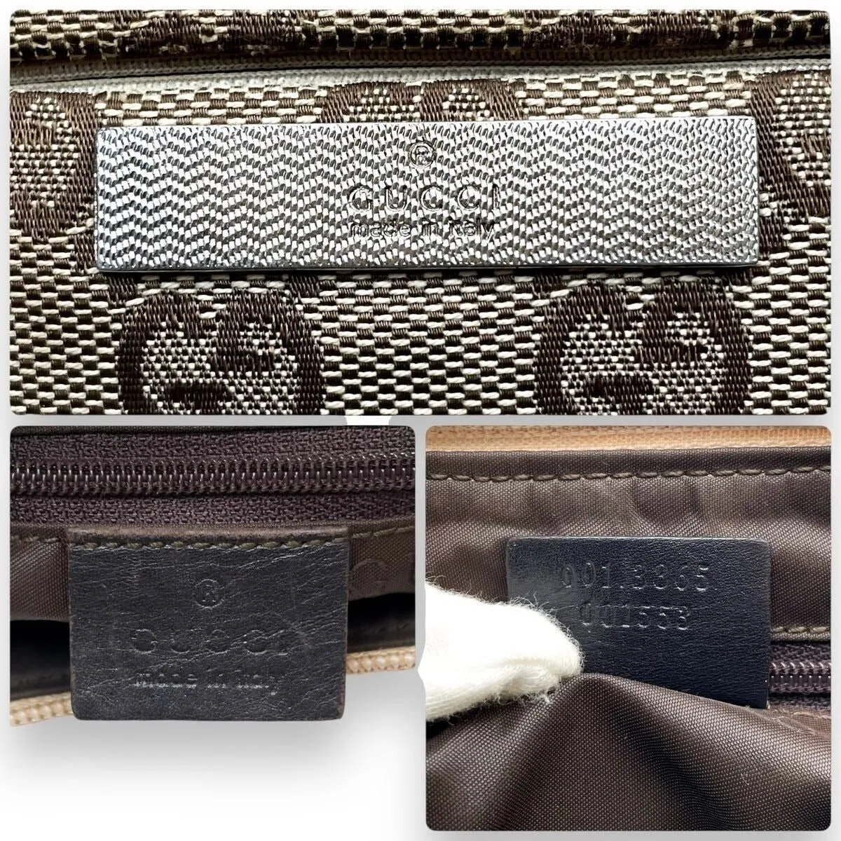 Gucci GG Sherry Bamboo Pochette Baguette Shoulder Bag Purse Tote