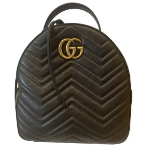 Gucci marmont black leather backpacks