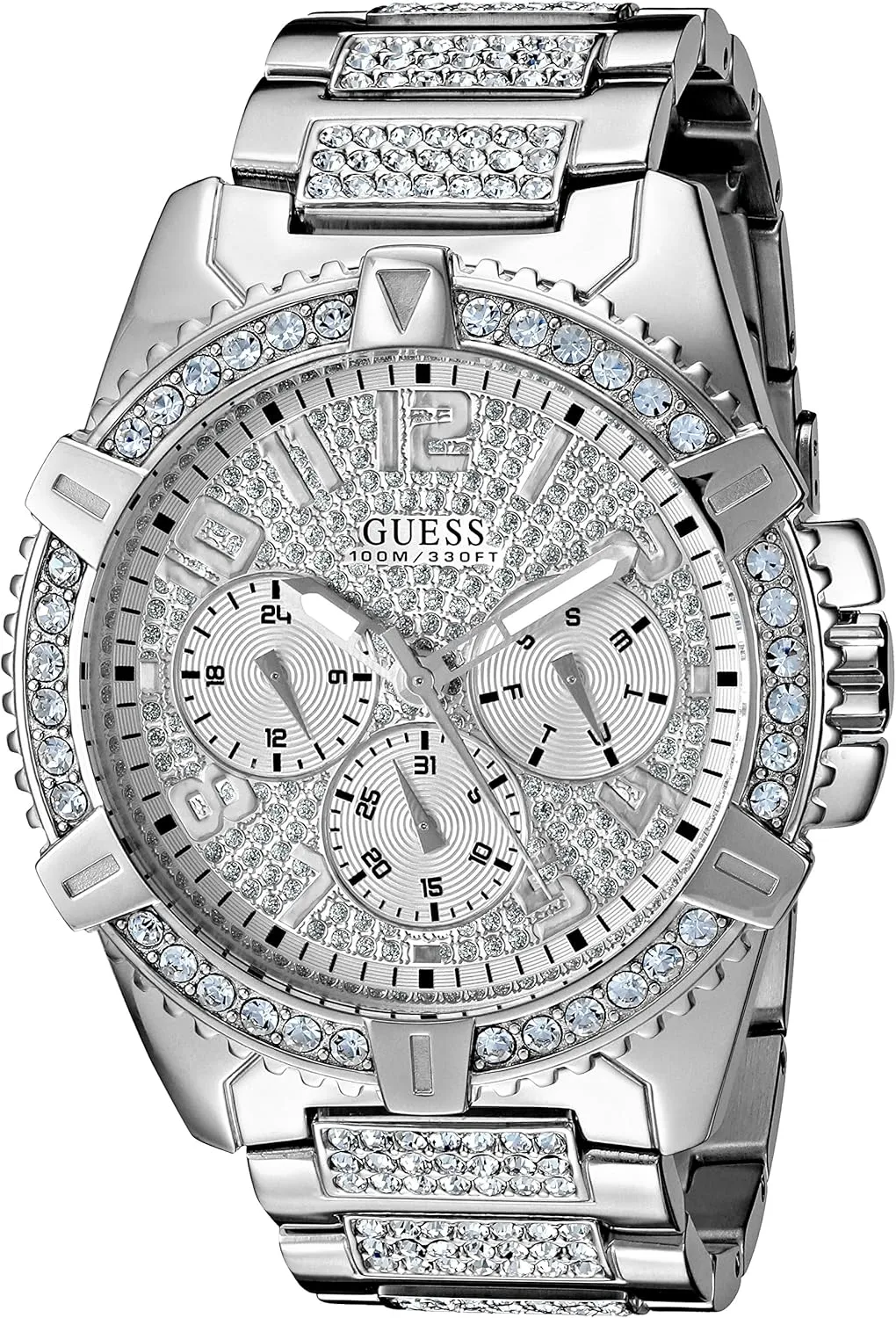 GUESS Stainless Steel Gold-Tone Crystal Embellished Bracelet Watch
