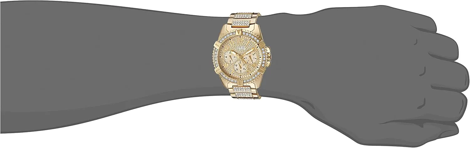GUESS Stainless Steel Gold-Tone Crystal Embellished Bracelet Watch