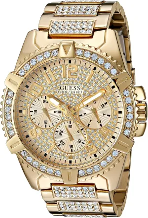 GUESS Stainless Steel Gold-Tone Crystal Embellished Bracelet Watch