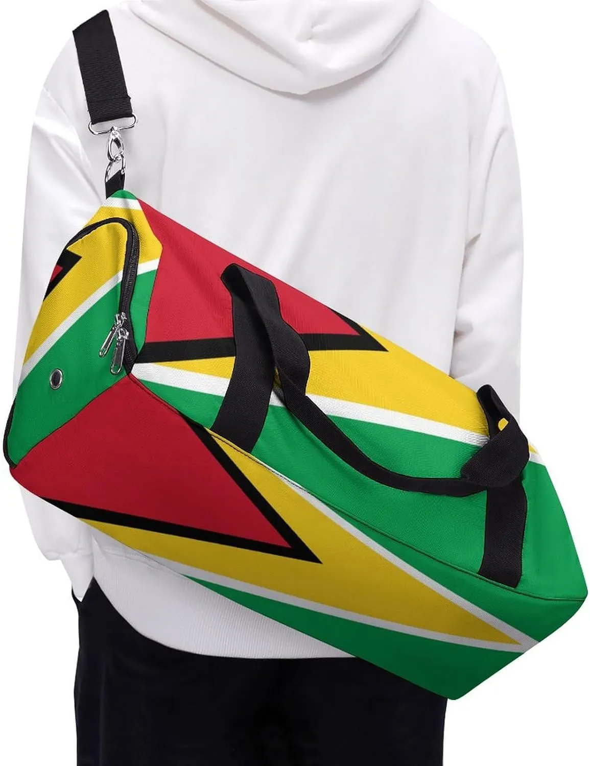 Guyana Flag Travel Duffel for Boys Girls with Shoe Compartment Overnight