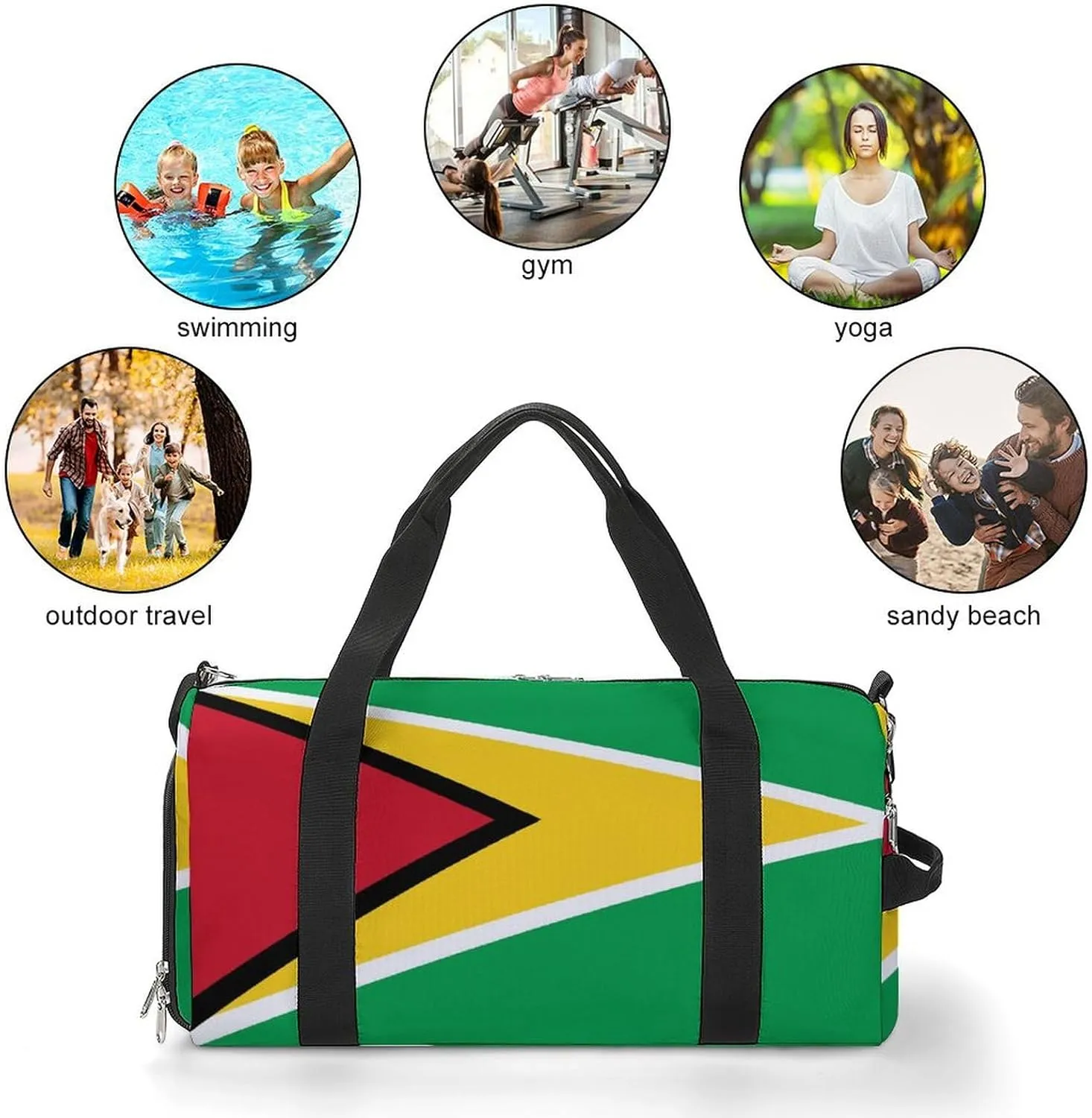 Guyana Flag Travel Duffel for Boys Girls with Shoe Compartment Overnight