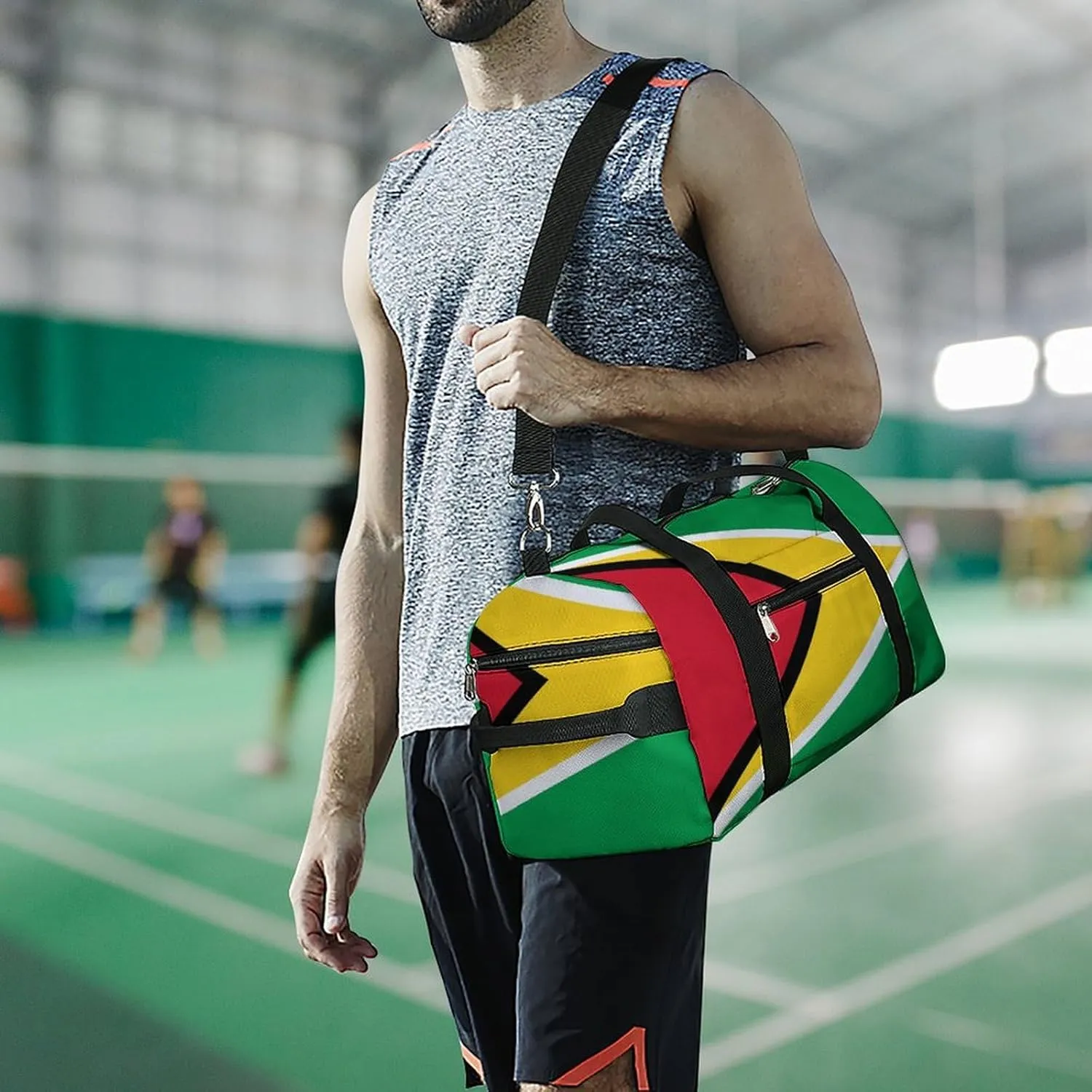 Guyana Flag Travel Duffel for Boys Girls with Shoe Compartment Overnight