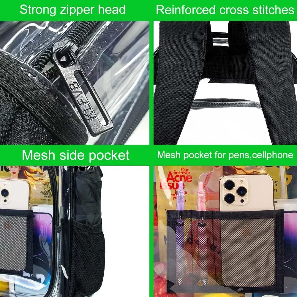 gxtvo Clear Backpack, Heavy Duty Transparent Bookbag, See Through Backpacks for Women Men