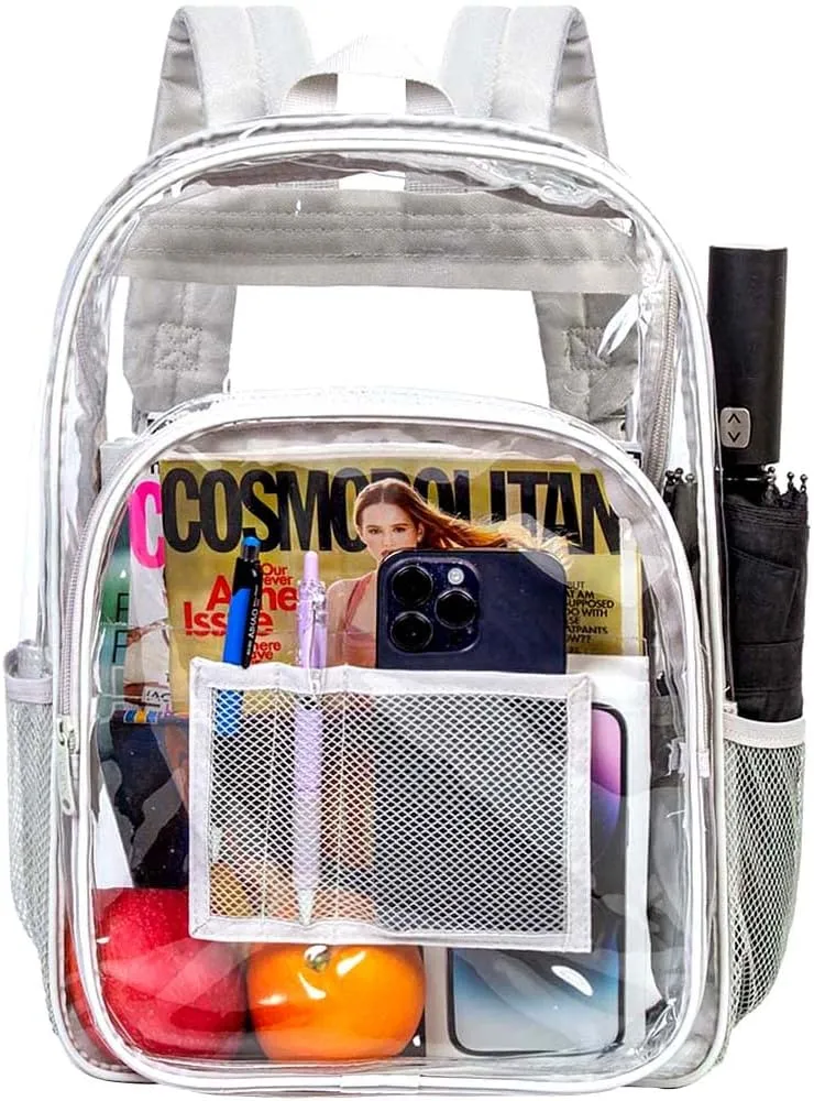 gxtvo Clear Backpack, Heavy Duty Transparent Bookbag, See Through Backpacks for Women Men