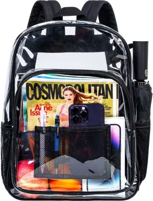 gxtvo Clear Backpack, Heavy Duty Transparent Bookbag, See Through Backpacks for Women Men