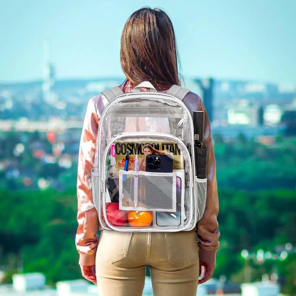 gxtvo Clear Backpack, Heavy Duty Transparent Bookbag, See Through Backpacks for Women Men