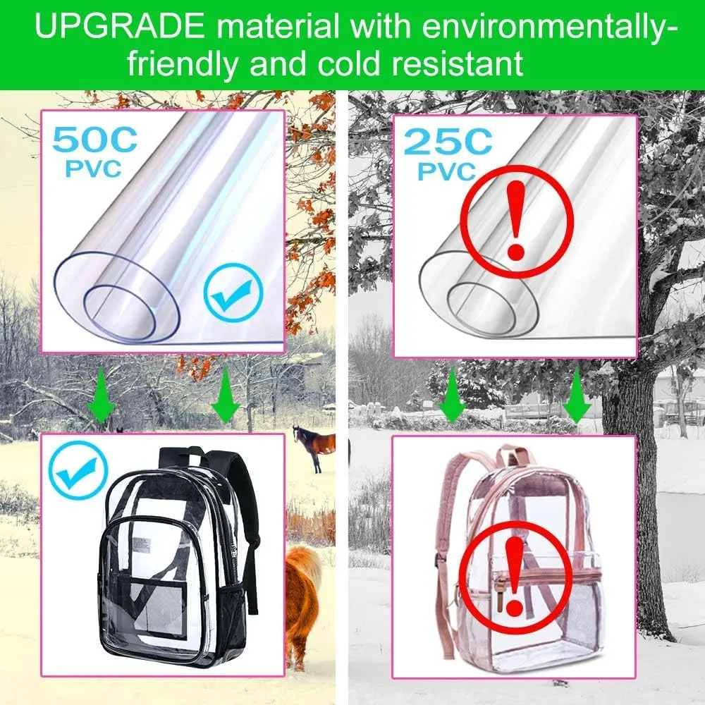gxtvo Clear Backpack, Heavy Duty Transparent Bookbag, See Through Backpacks for Women Men
