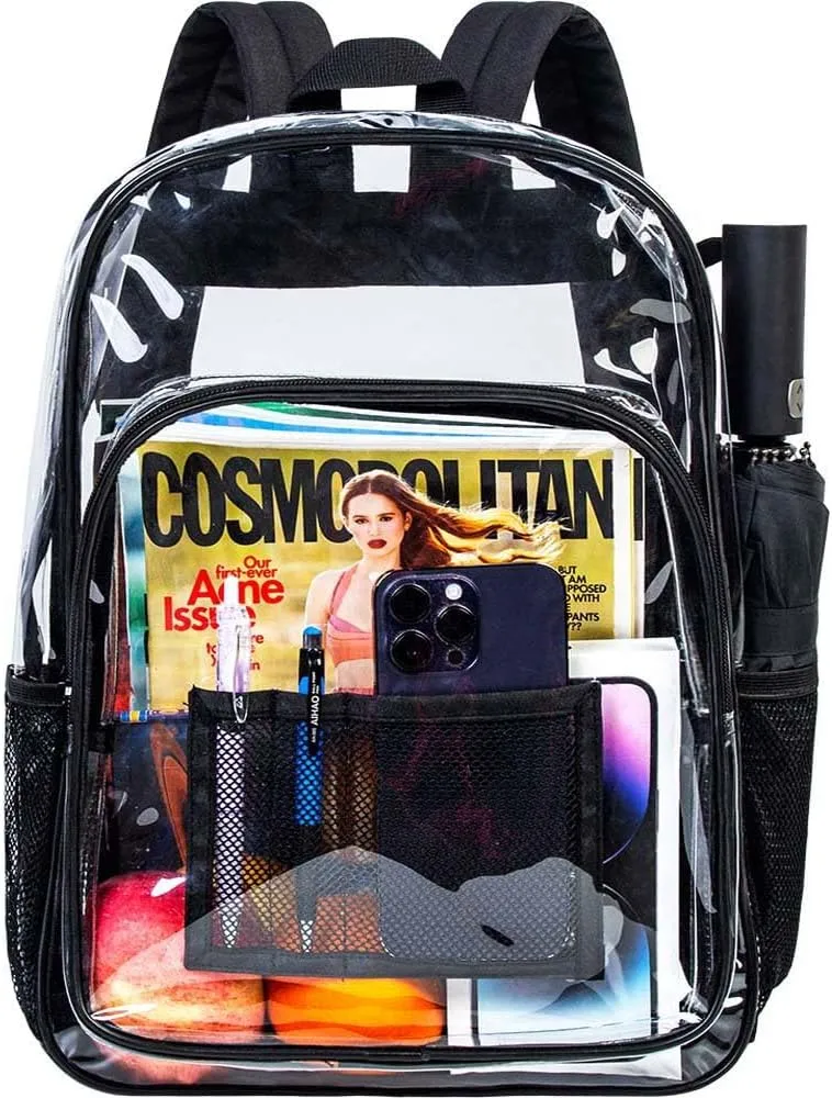 gxtvo Clear Backpack, Heavy Duty Transparent Bookbag, See Through Backpacks for Women Men