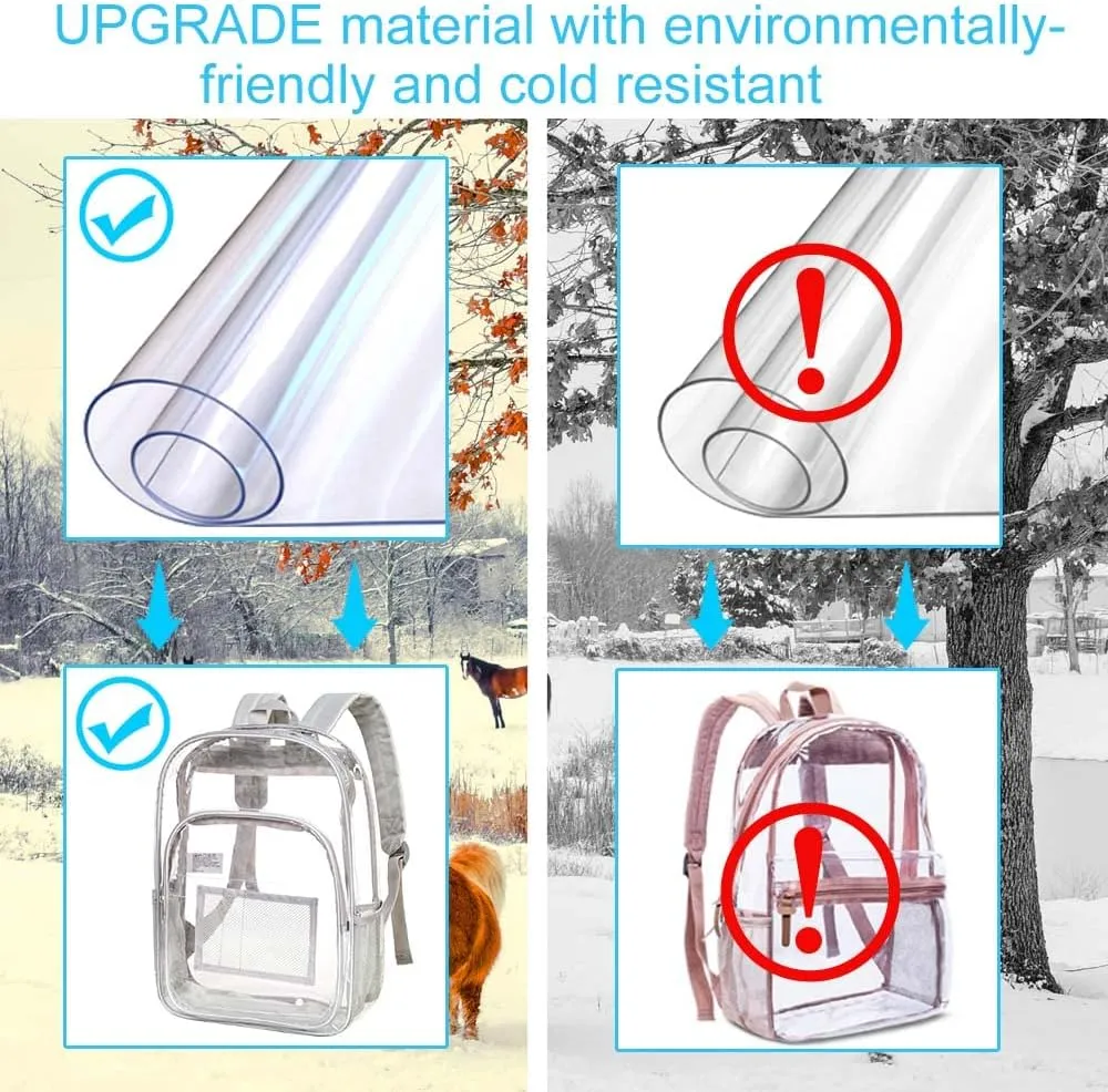 gxtvo Clear Backpack, Heavy Duty Transparent Bookbag, See Through Backpacks for Women Men