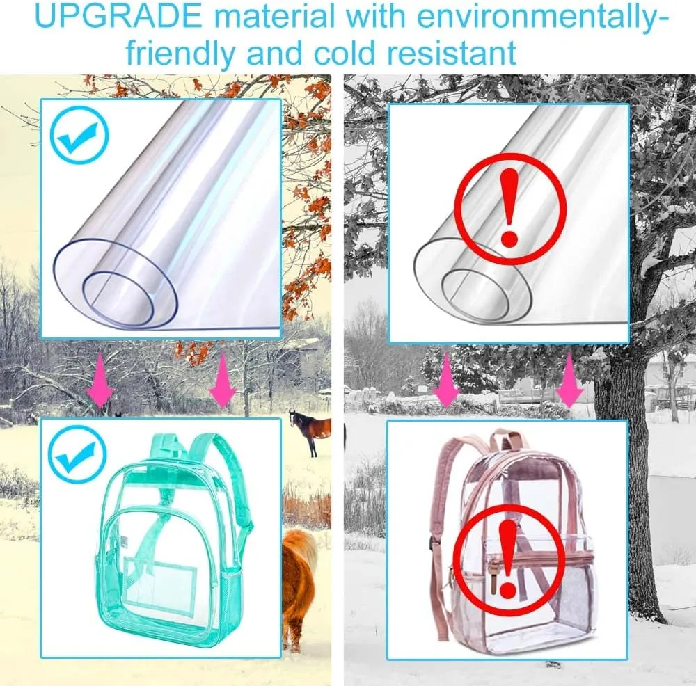gxtvo Clear Backpack, Heavy Duty Transparent Bookbag, See Through Backpacks for Women Men