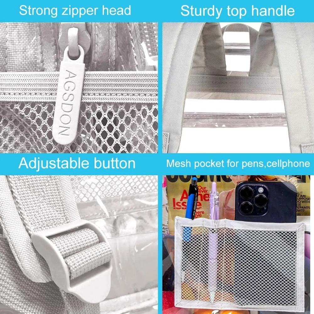 gxtvo Clear Backpack, Heavy Duty Transparent Bookbag, See Through Backpacks for Women Men