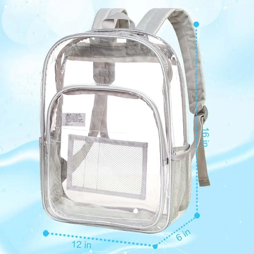 gxtvo Clear Backpack, Heavy Duty Transparent Bookbag, See Through Backpacks for Women Men