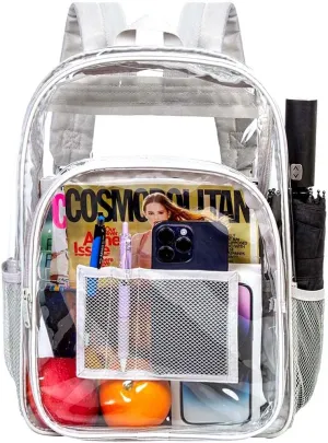 gxtvo Clear Backpack, Heavy Duty Transparent Bookbag, See Through Backpacks for Women Men