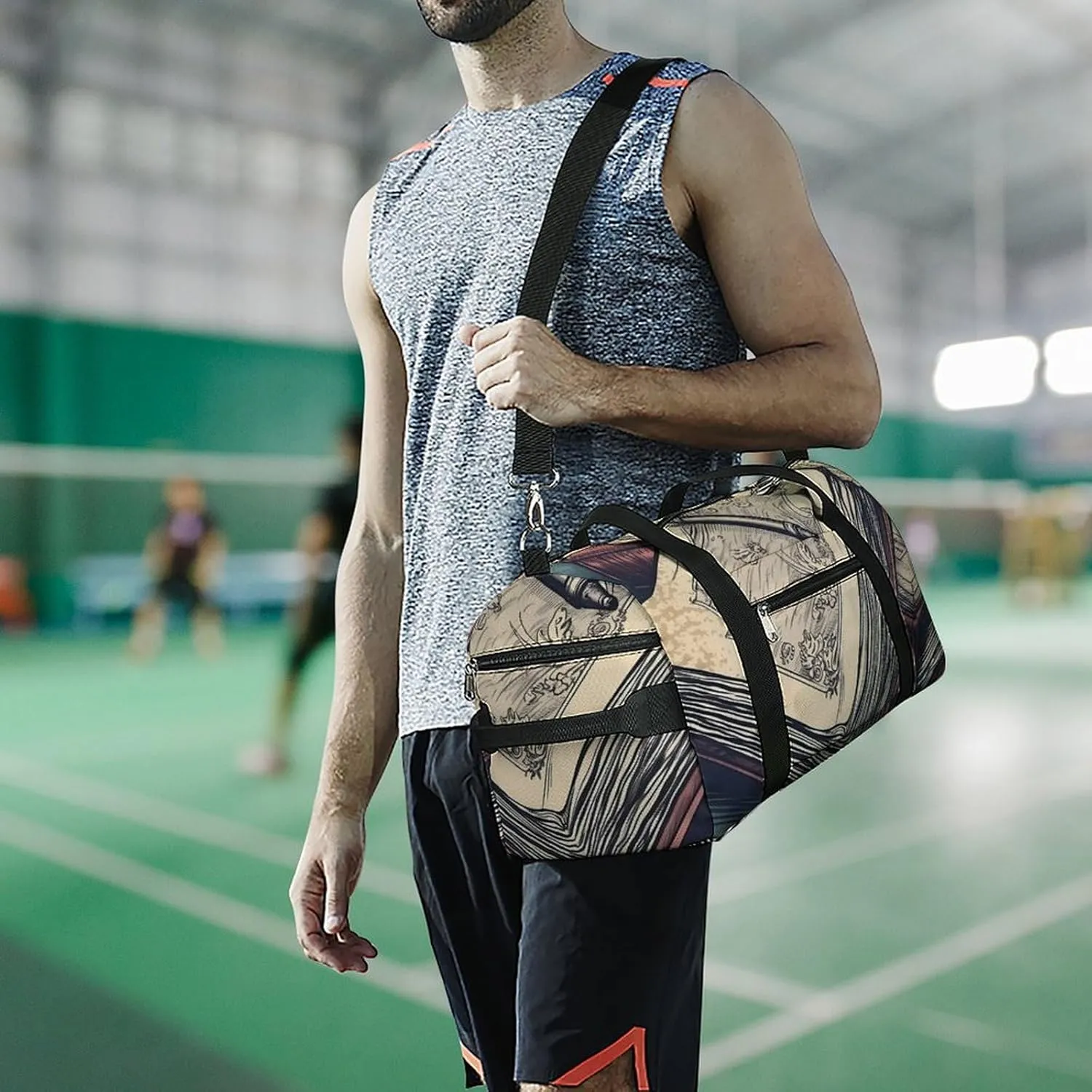 Gym Bag A Notebook Duffel Bag for Men Women Travel Overnight Bag with Shoe Compartment Workout Bags