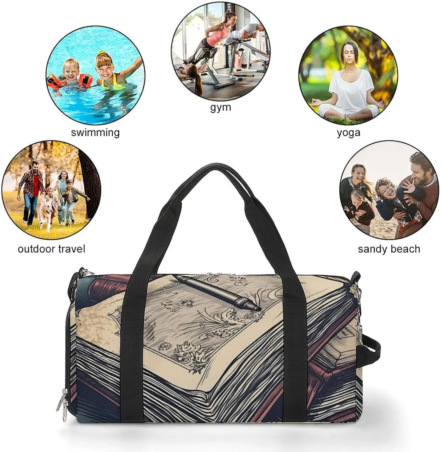 Gym Bag A Notebook Duffel Bag for Men Women Travel Overnight Bag with Shoe Compartment Workout Bags