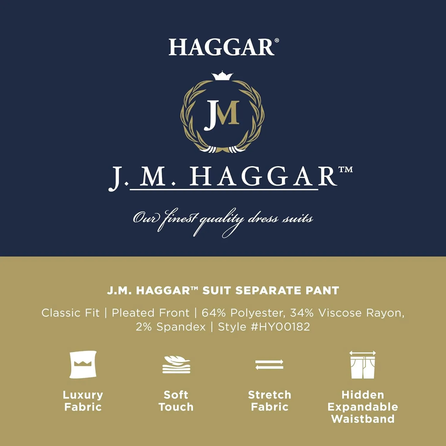 Haggar Men's JMH Premium Stretch Classic Fit Solid Color Suit Separates - Pants and Jackets