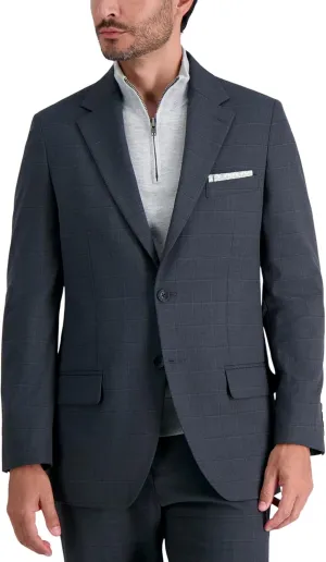 Haggar Men's JMH Premium Stretch Tailored Fit Suit Separate Pants, Charcoal Windowpane-Jacket, 46
