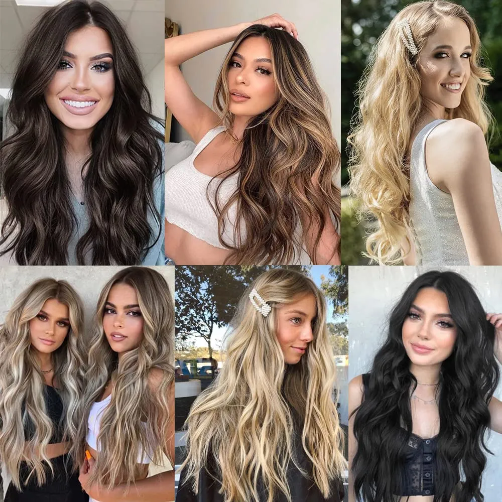 Halo Hair Extensions 20 Inch Invisible Wire Hair Extensions with Adjustable (Brown with Golden Highlights, 20 Inch)