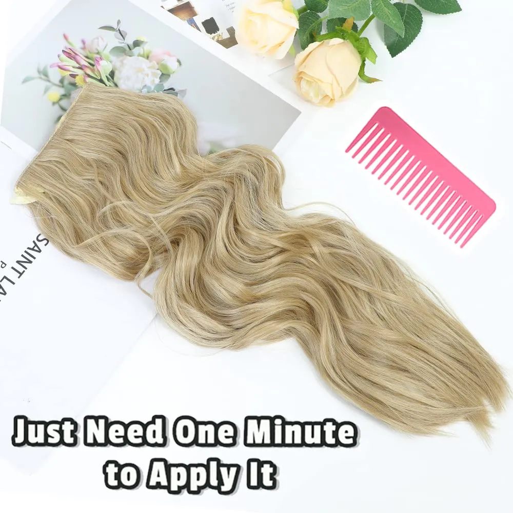 Halo Hair Extensions 20 Inch Invisible Wire Hair Extensions with Adjustable (Natural Blonde, 20 Inch)