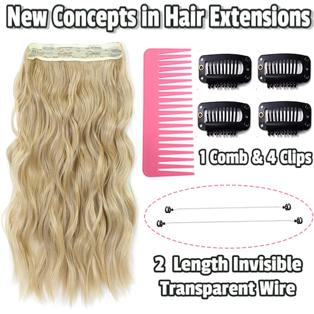 Halo Hair Extensions 20 Inch Invisible Wire Hair Extensions with Adjustable (Natural Blonde, 20 Inch)