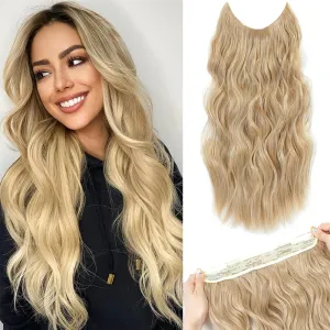 Halo Hair Extensions 20 Inch Invisible Wire Hair Extensions with Adjustable (Natural Blonde, 20 Inch)