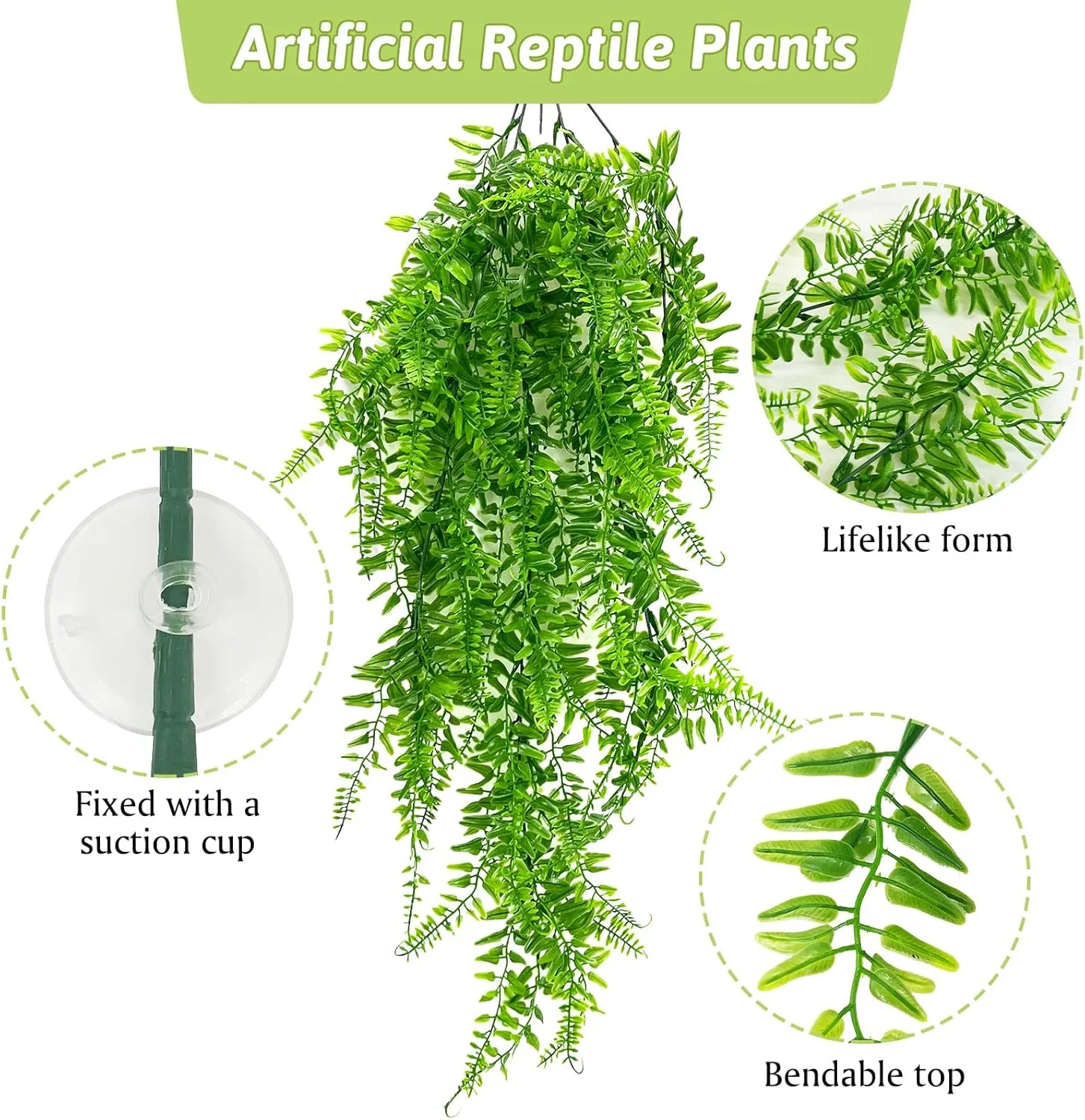 Hamiledyi 7 Pcs Reptile Plants Bendable Climbing Vines Terrarium Hanging Artificial Leaves, Bearded Dragon Tank Accessories, Habitat Decor for Snake Leopard Gecko Lizard Chameleon