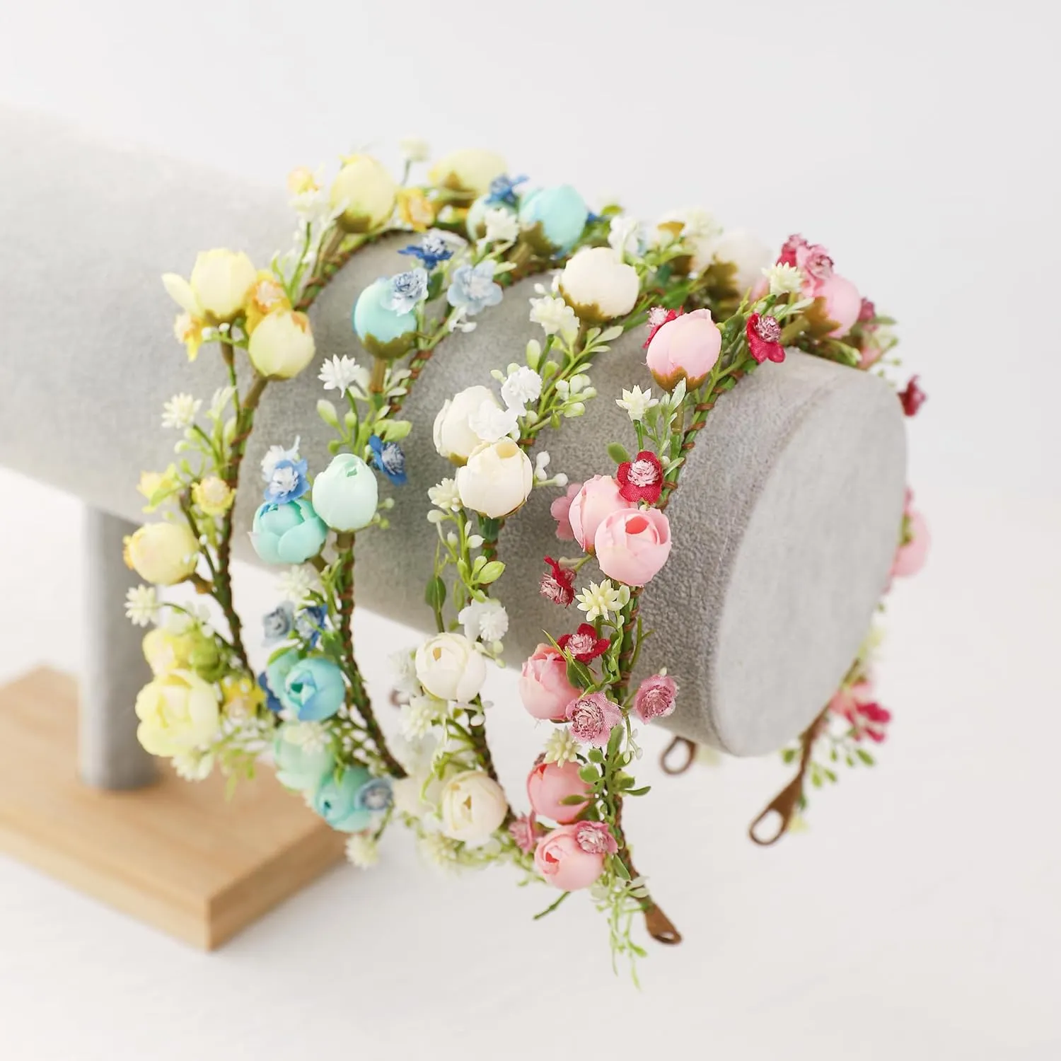 Handmade Flower Crown for Women Floral Headband Girls Headpiece Flower Hair Accessories for Weeding Bride Cosplay Party Festival(White Style)