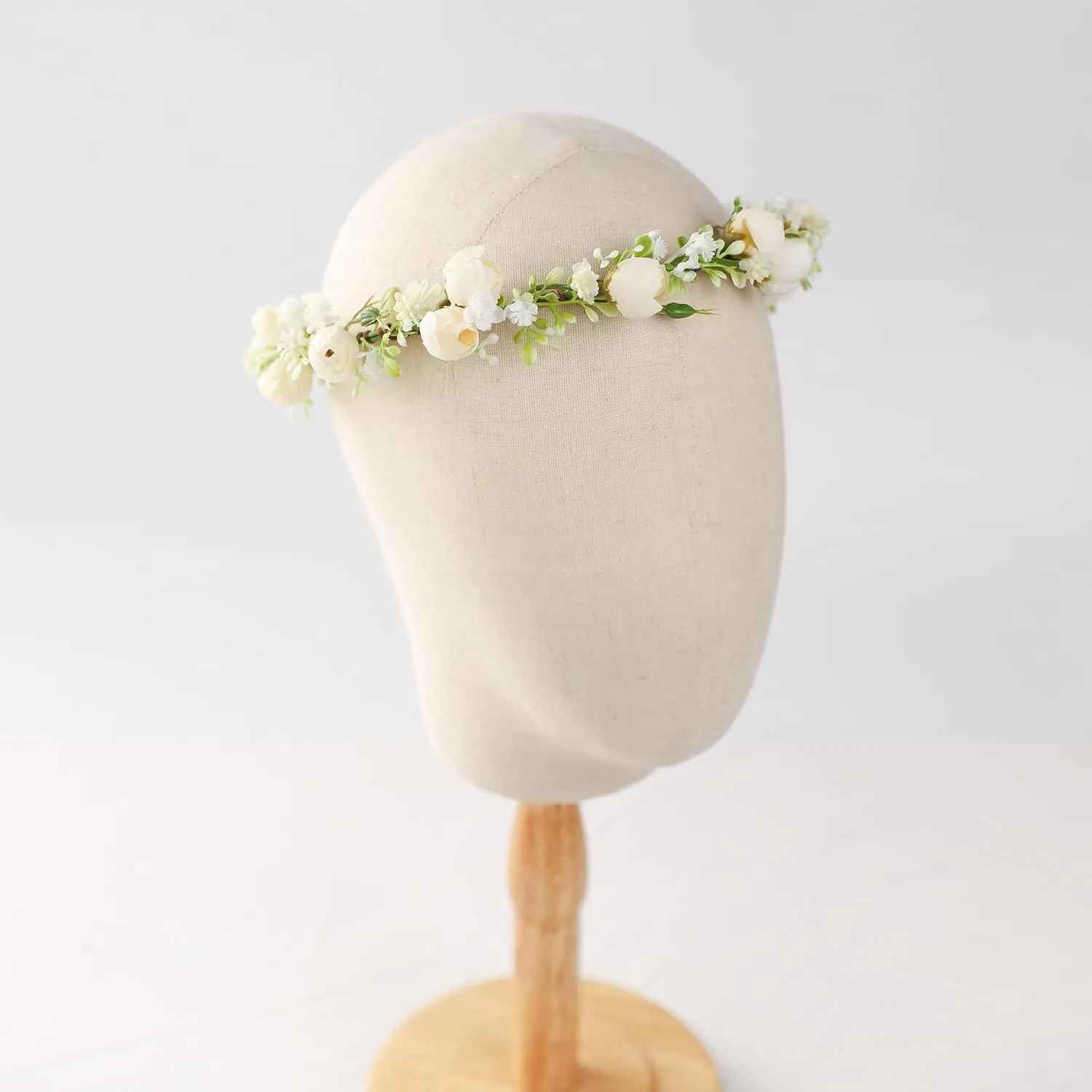 Handmade Flower Crown for Women Floral Headband Girls Headpiece Flower Hair Accessories for Weeding Bride Cosplay Party Festival(White Style)