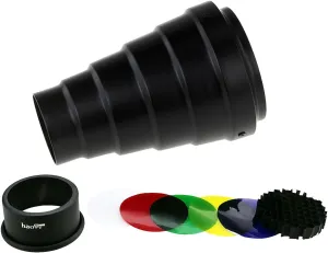 Haoge Metal Conical Snoot with Honeycomb Grid and Color Gel Filter Kit for Balcar Paul C Buff AlienBees Alien Bees Einstein White Lightning Studio Strobe Monolight Photography Flash Light