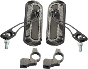 Happyyami Carbon Pattern Reflective Bike Mirror 3k Texture Rotating 360° Rear View Mirror Pair Safe Cycling