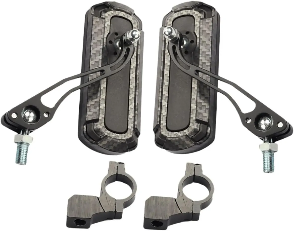 Happyyami Carbon Pattern Reflective Bike Mirror 3k Texture Rotating 360° Rear View Mirror Pair Safe Cycling