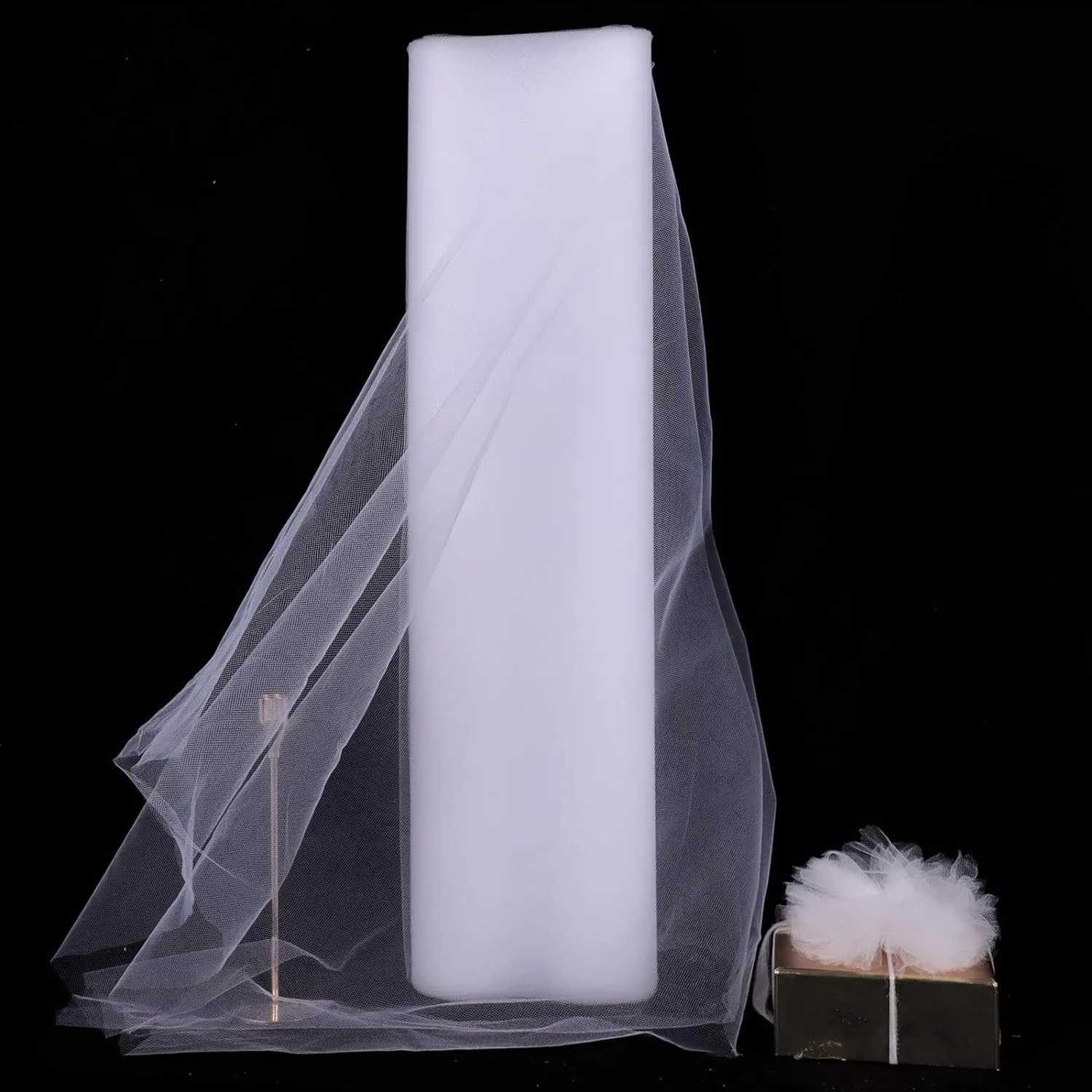 HAVII 54" x 20 Yards (60 ft) White Tulle Rolls Bolt for Wedding Birthday Party Decoration Tutu Table Skirt Tulle Fabric Spool Wrapping Ribbon DIY Crafts