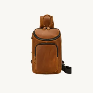 Hawk Tan Leather Sling Backpack