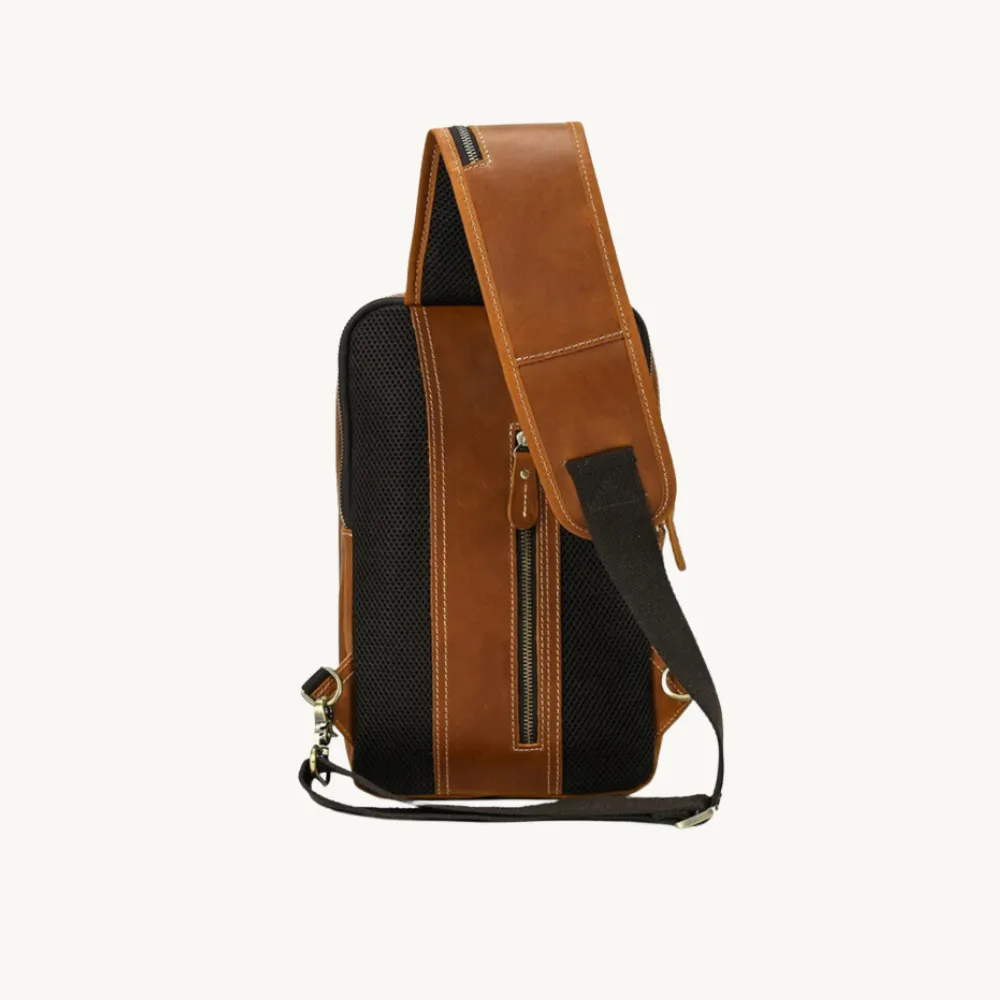 Hawk Tan Leather Sling Backpack