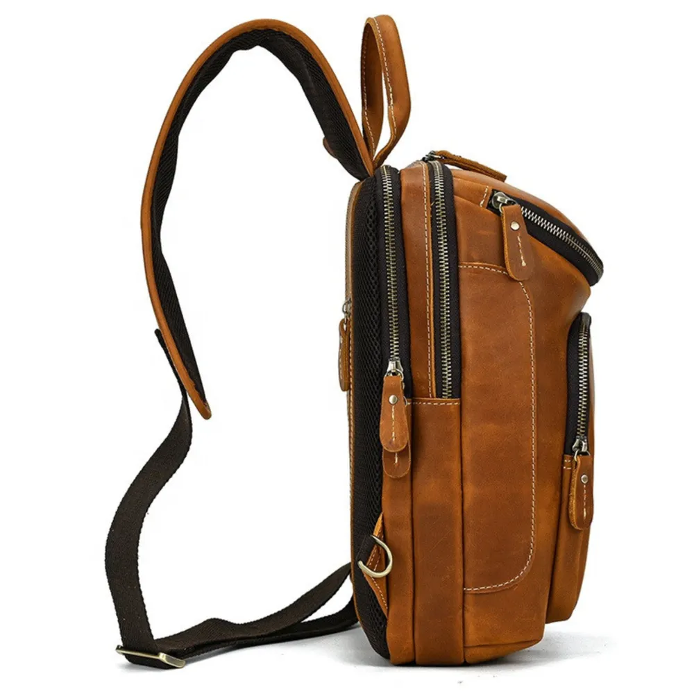 Hawk Tan Leather Sling Backpack