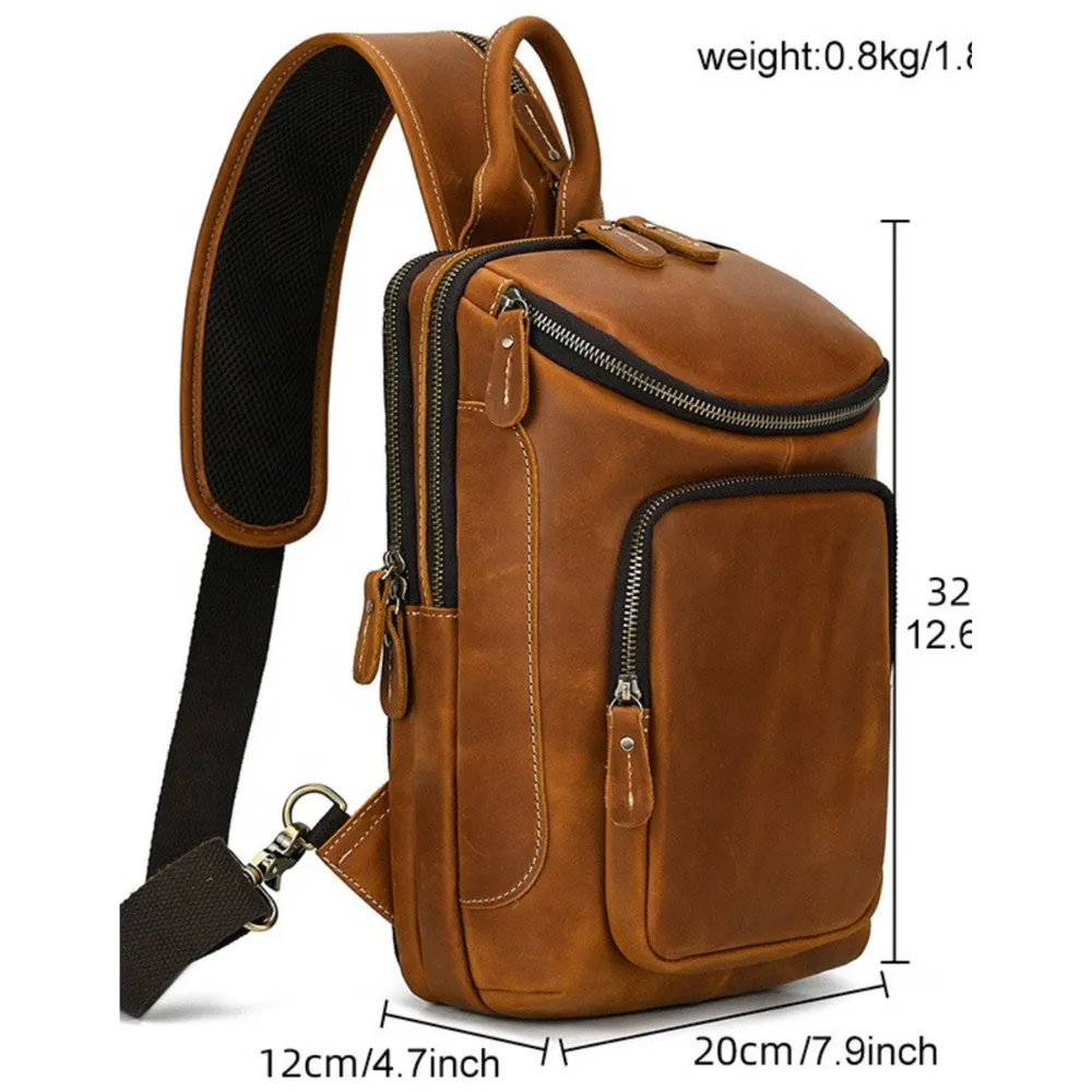 Hawk Tan Leather Sling Backpack