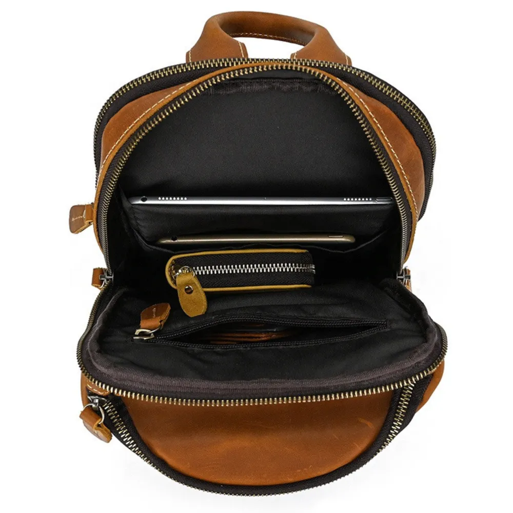 Hawk Tan Leather Sling Backpack