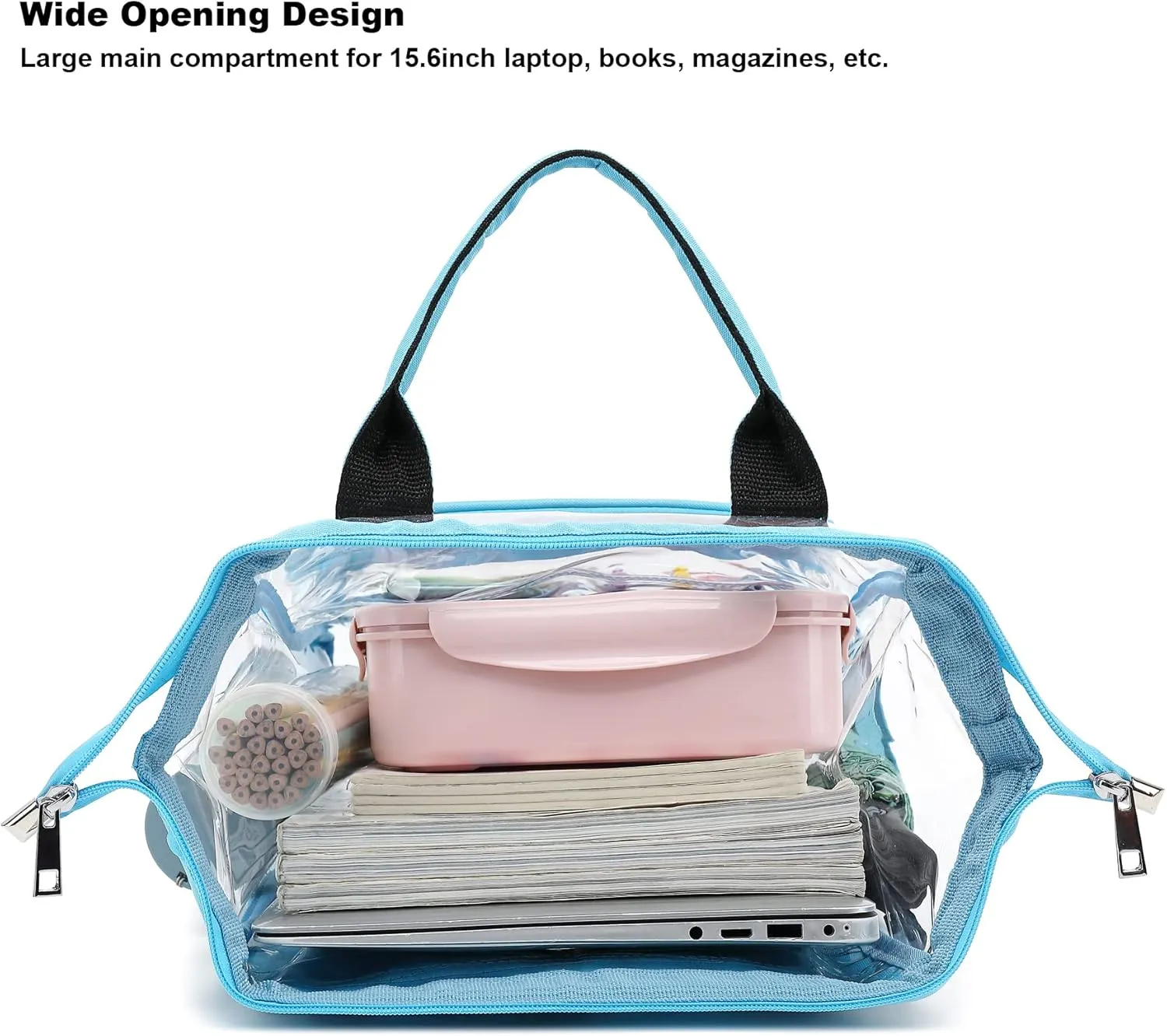 Heavy Duty Clear Backpack for Men Women, School Bag Bookbag PVC Plastic Transparent Backpacks for Boys Girls (Light Blue)